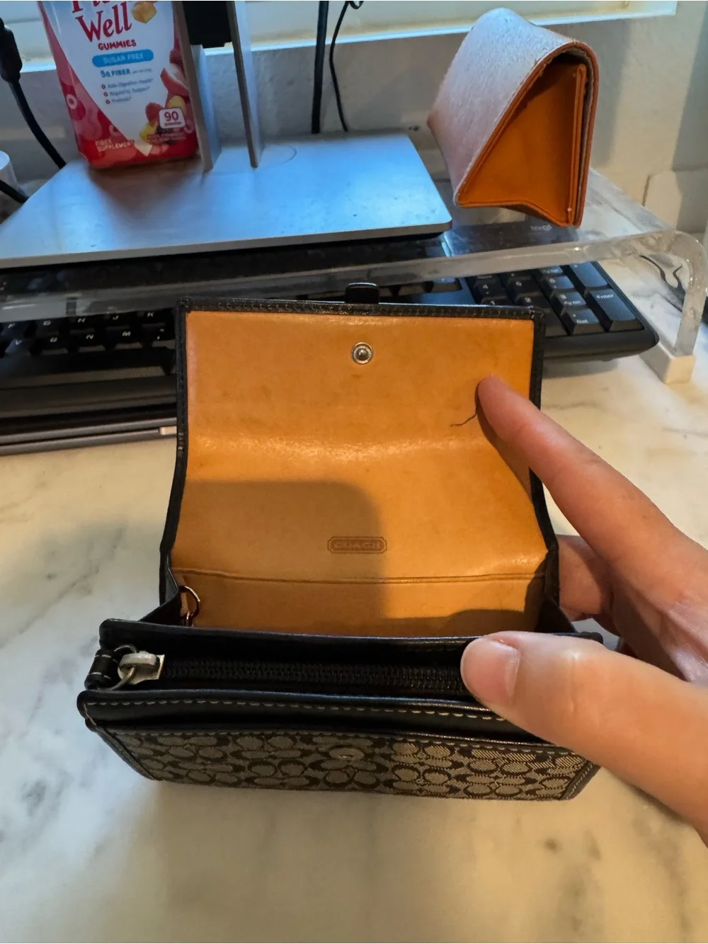 Coach Black and Gray Signature Canvas Buckle Wallet